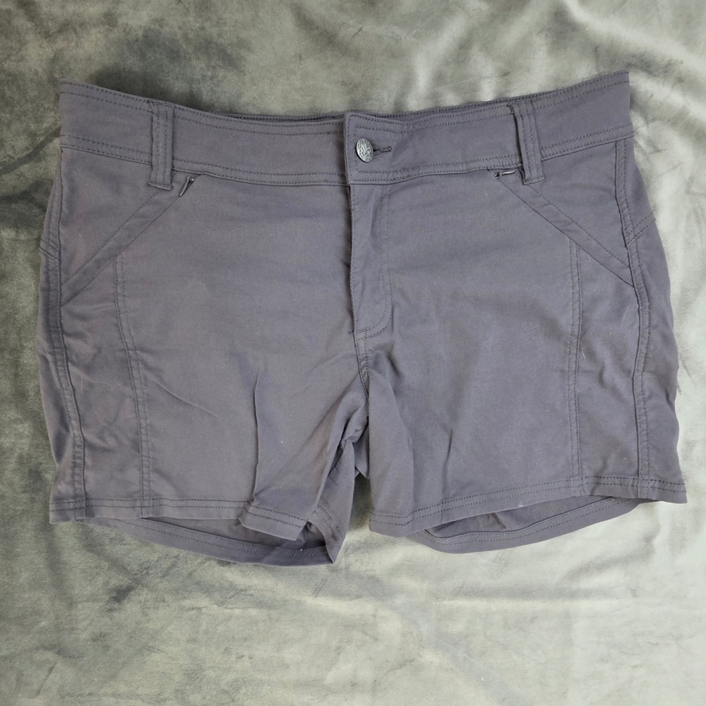 Prana Halle Women 14 Charcoal Gray Hiking Shorts Outdoor Athletic 5 Inseam